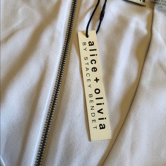 NWT $265 Alice + Olivia Maya Dress Navy White Sz L - Picture 5 of 8